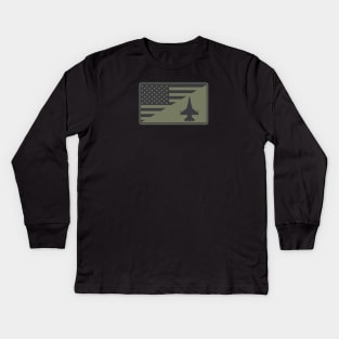 F-16 Viper US Flag (subdued) Kids Long Sleeve T-Shirt